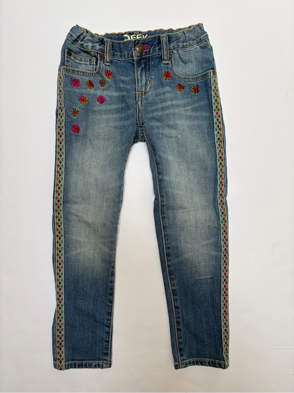 Peek Kids Embroidered Blue Jeans | Size: 8